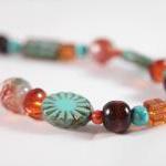 Turquoise And Orange Beade..